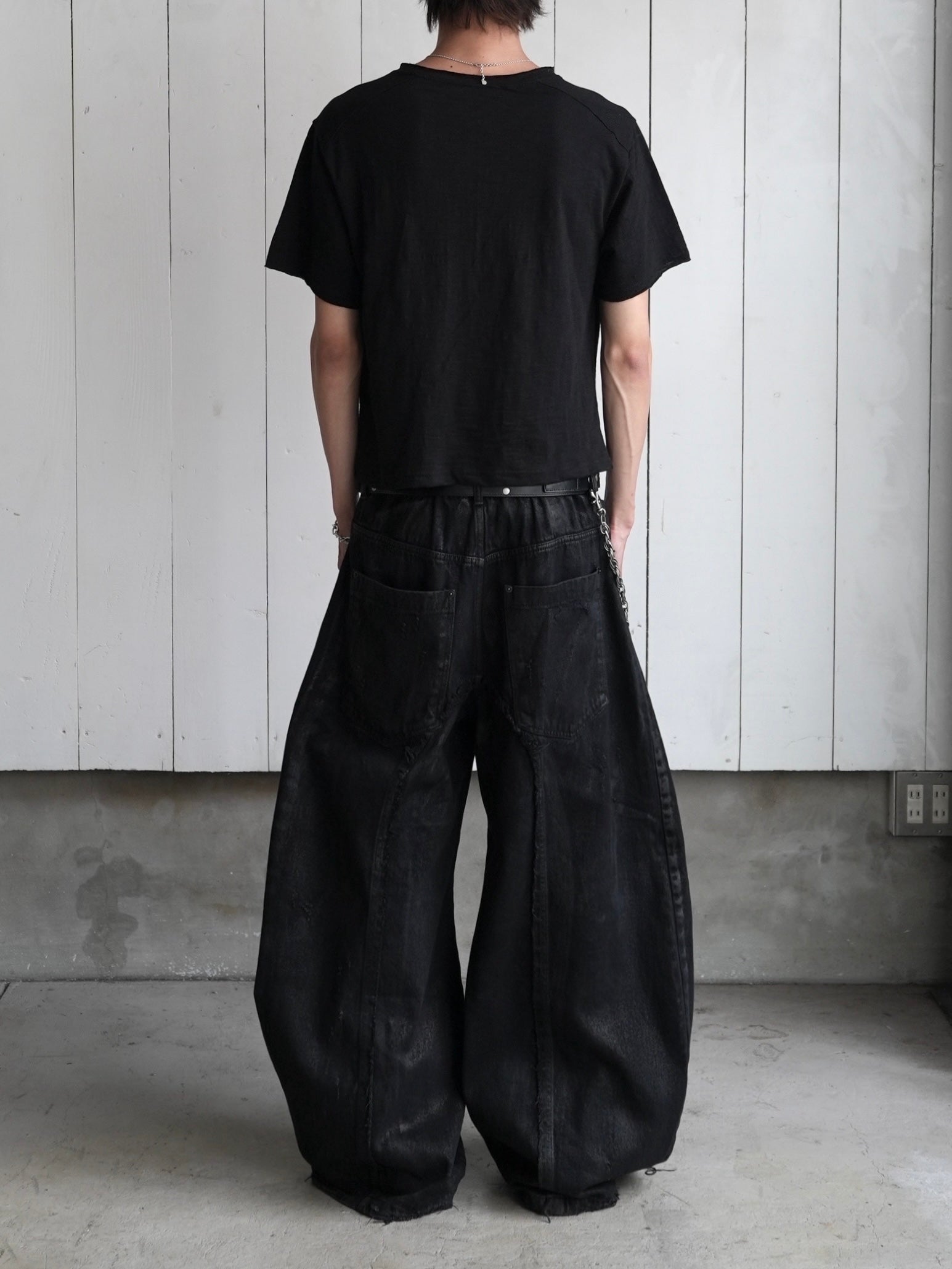 【CHIKASHITSU PLUS HIGH】Washed coating denim pants