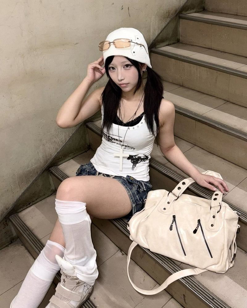国際配送【Never mind the XU】docking sheer flare leg warmer (3color)