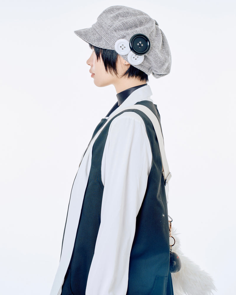 国際配送【Nerd out XU】big button newsboy cap