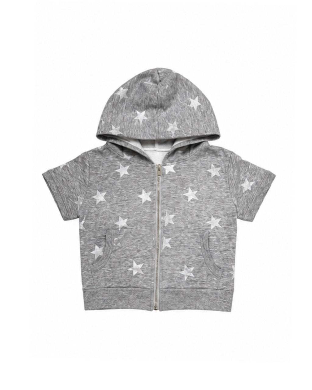 国際配送【Never mind the XU】star short sleeve zip-up hoodie