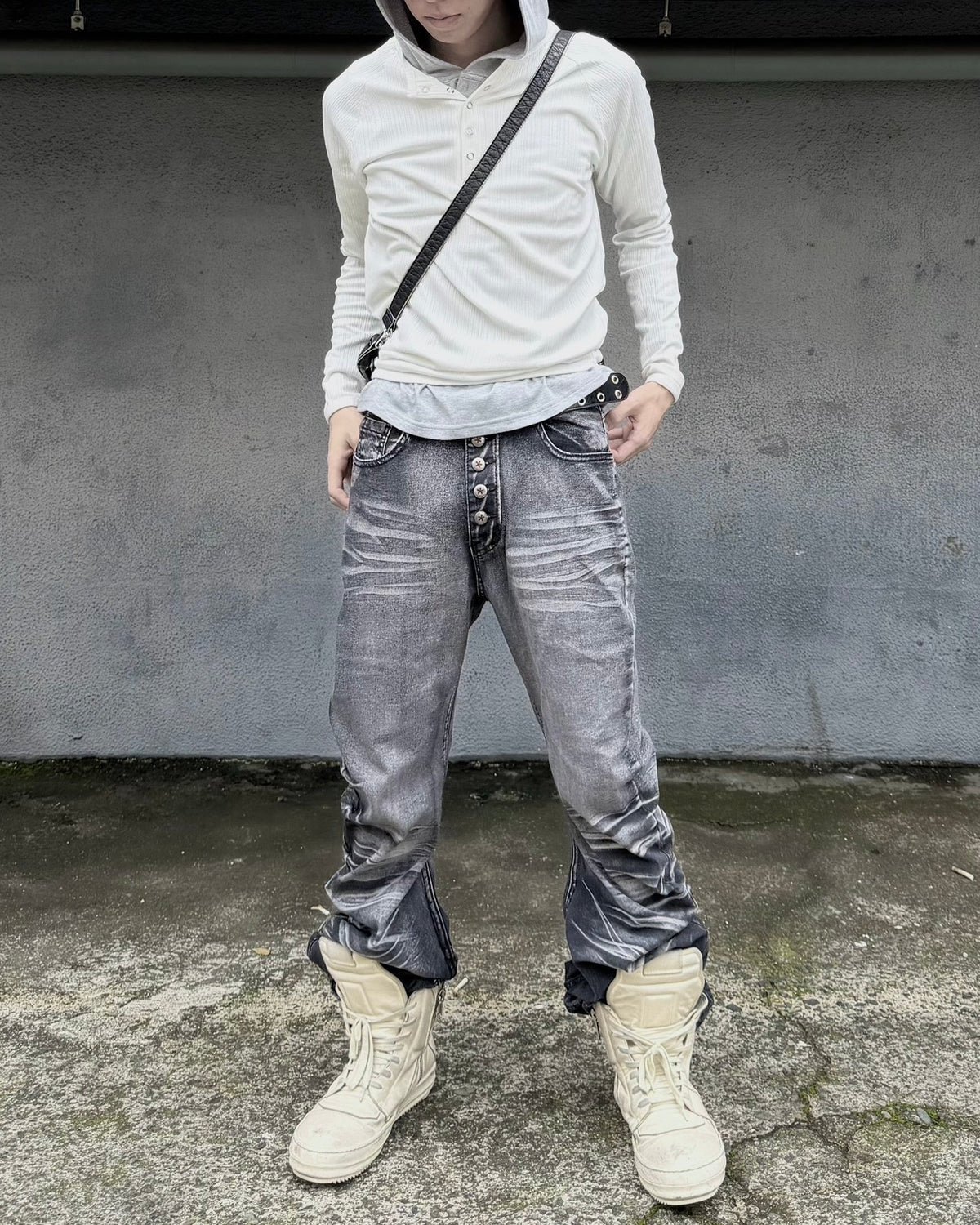 受注制【nmtc+】Snap henley neck ribbed slim top (4color)