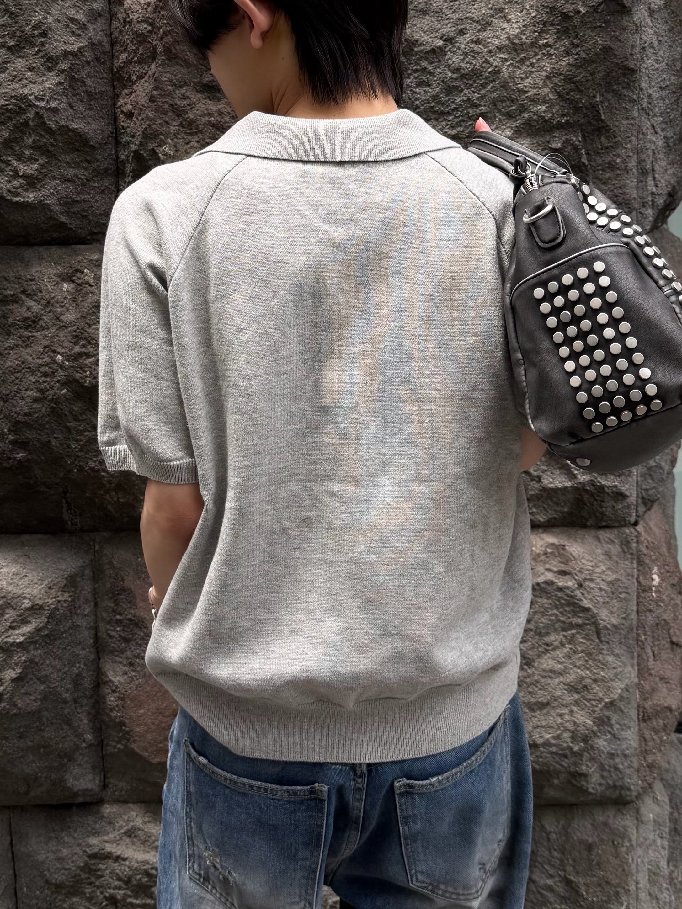 東京店WEB限定受注制【Chikashitsu +】cropped knit poloshirt (3color)