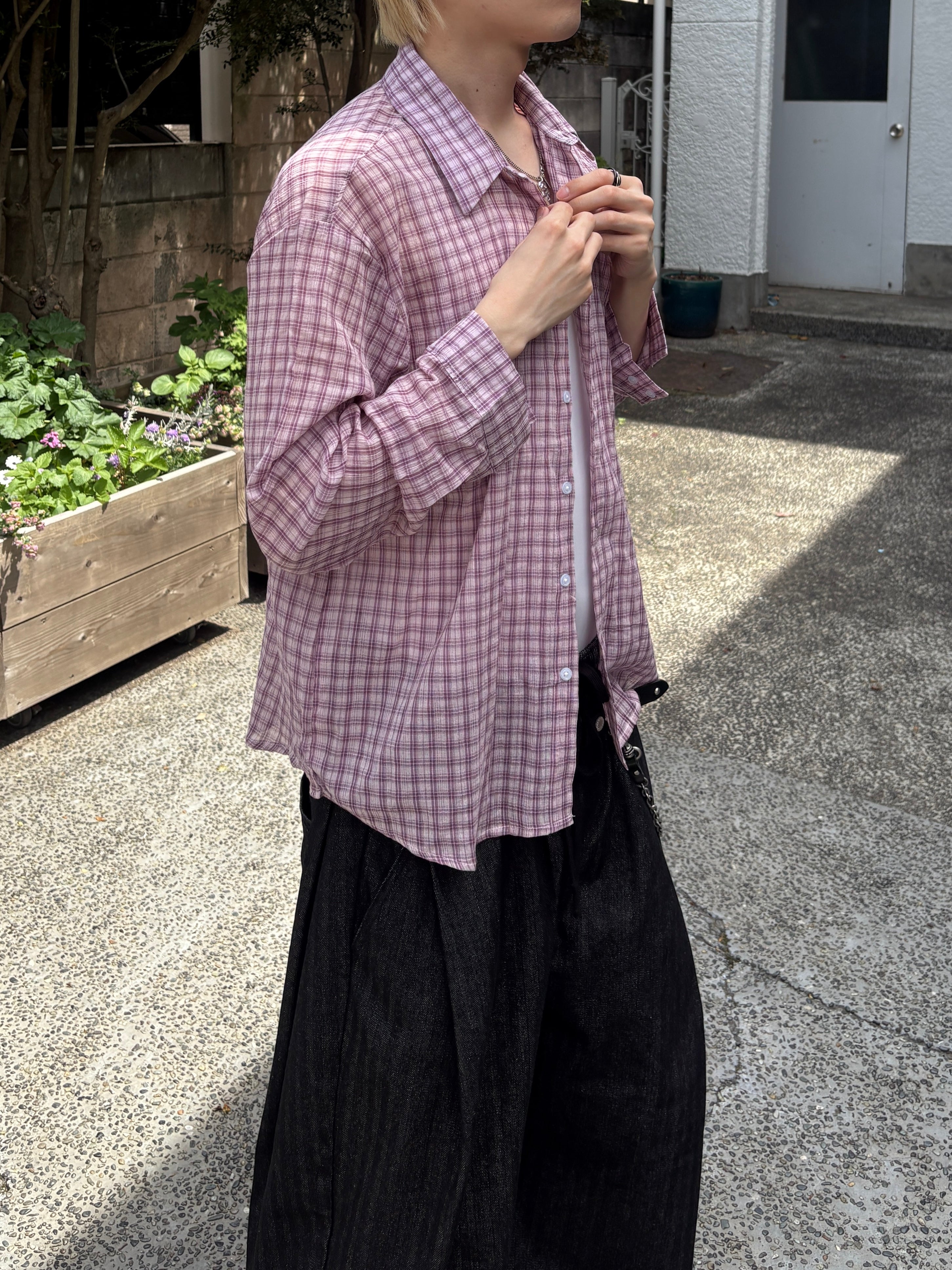 受注制【youll】sheer check shirt (3color)