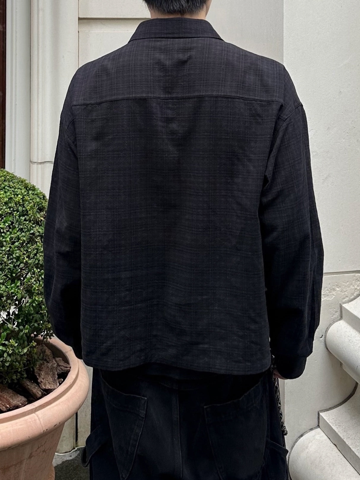 大阪店WEB限定受注制【Chikashitsu +】urban cropped check shirt (3color)