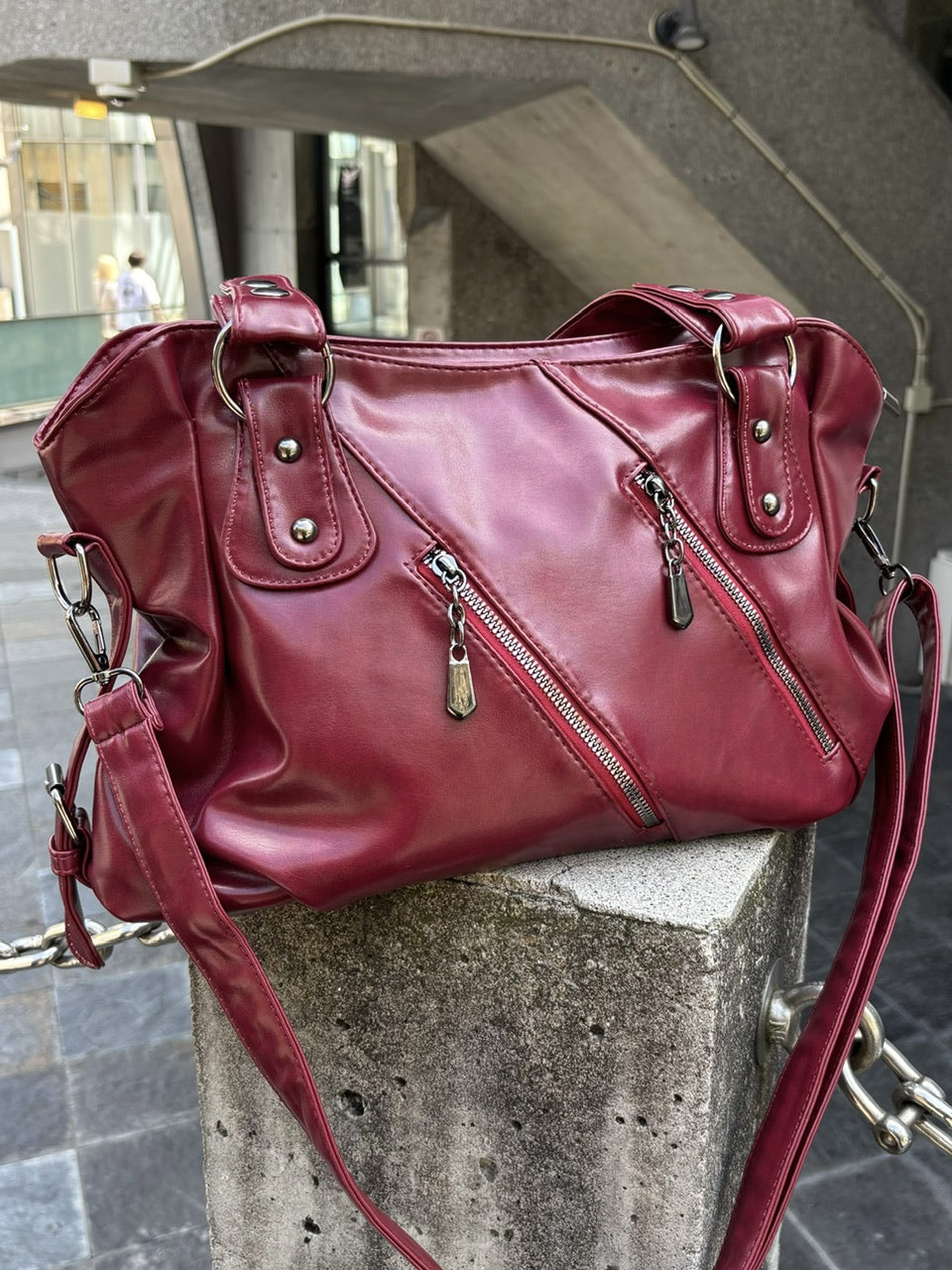 受注制【Never mind the XU】2way faux leather bag (4color)