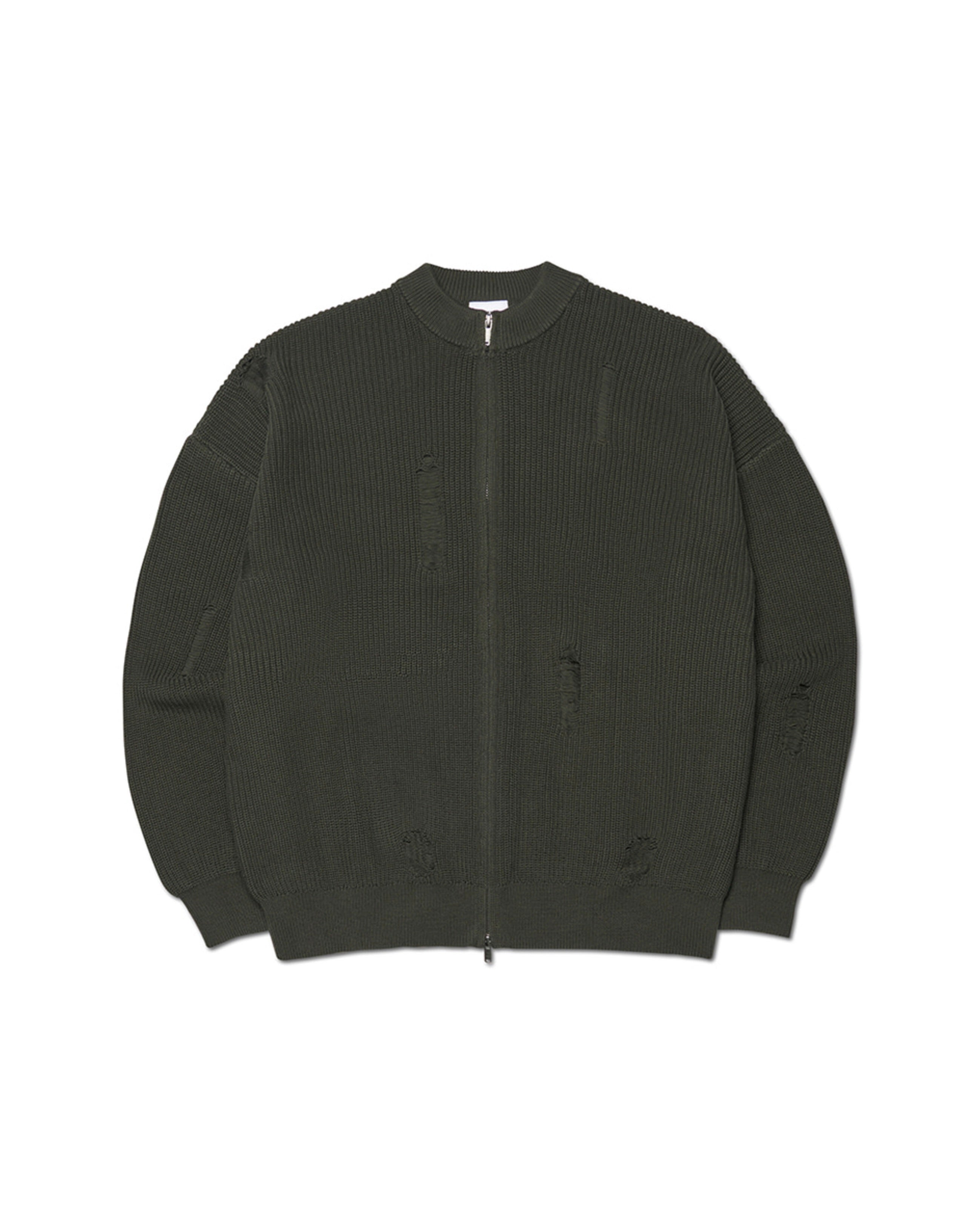 【NOMANUAL】DESTROYED KNIT ZIP-UP