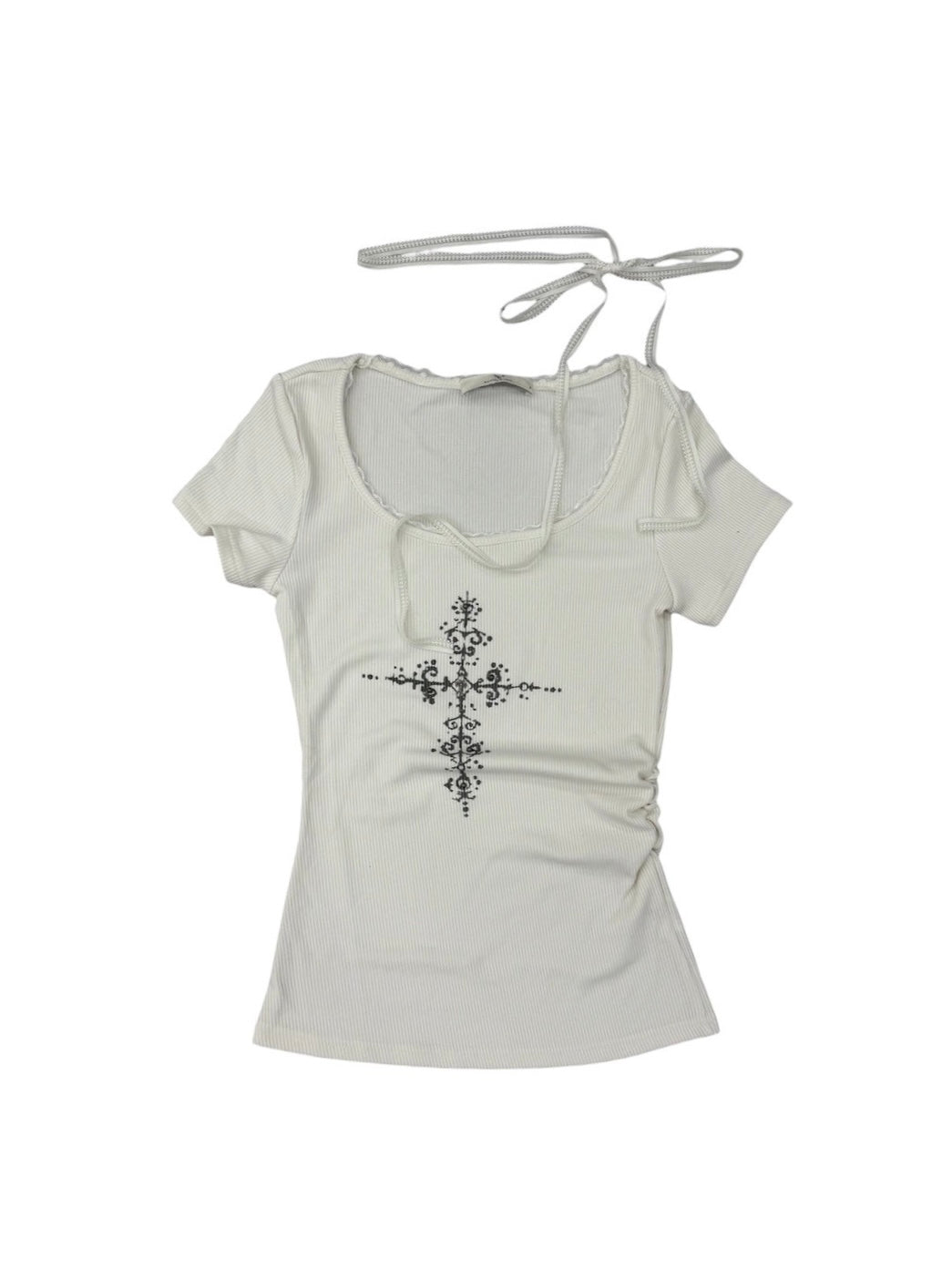 7/4 20:00発売 受注制【nmtc+】Mika Cross Shirring Tee Scarf Set (3color)