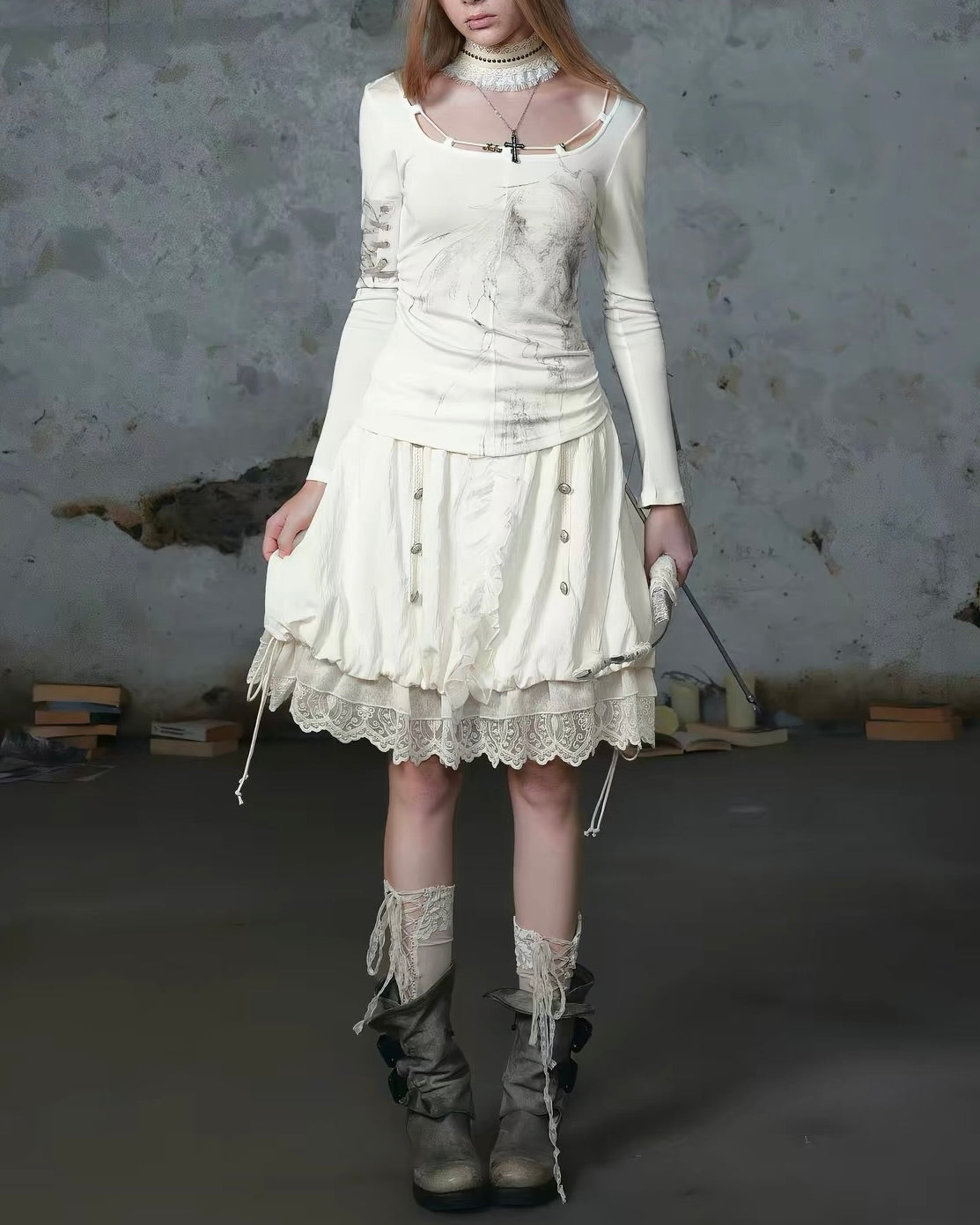 【Cest Nous】Lace Bud Skirt