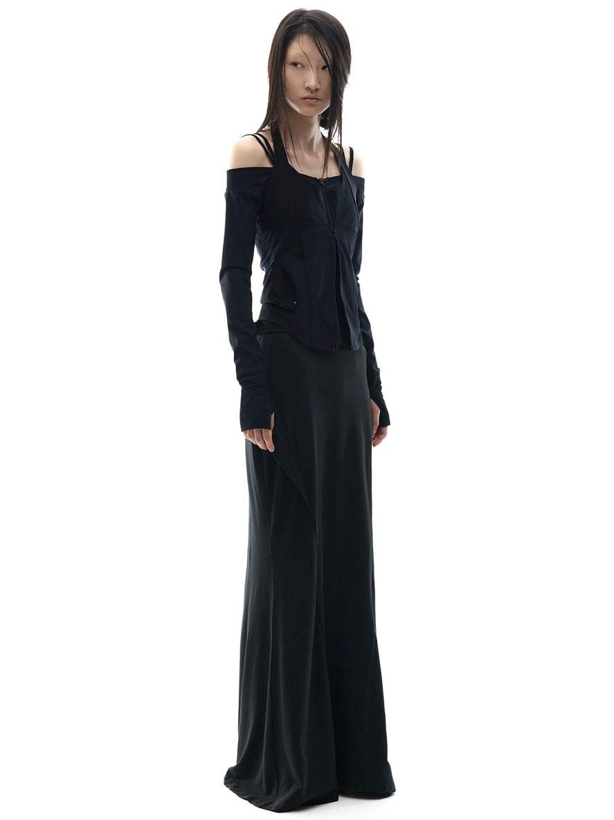 【OJOS】Side Panel Mermaid Maxi Skirt