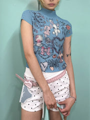 国際配送【Never mind the XU】popcorn shirring baby tee rabbit
