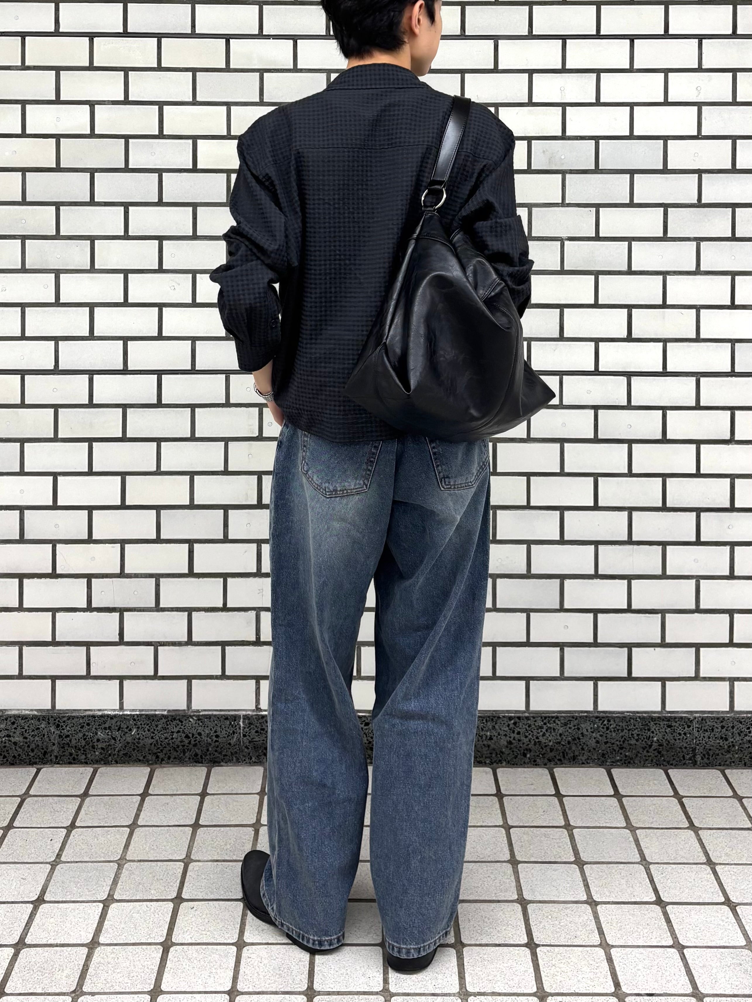 東京店WEB限定受注制【Chikashitsu +】washed wide straight denim pants (2color)
