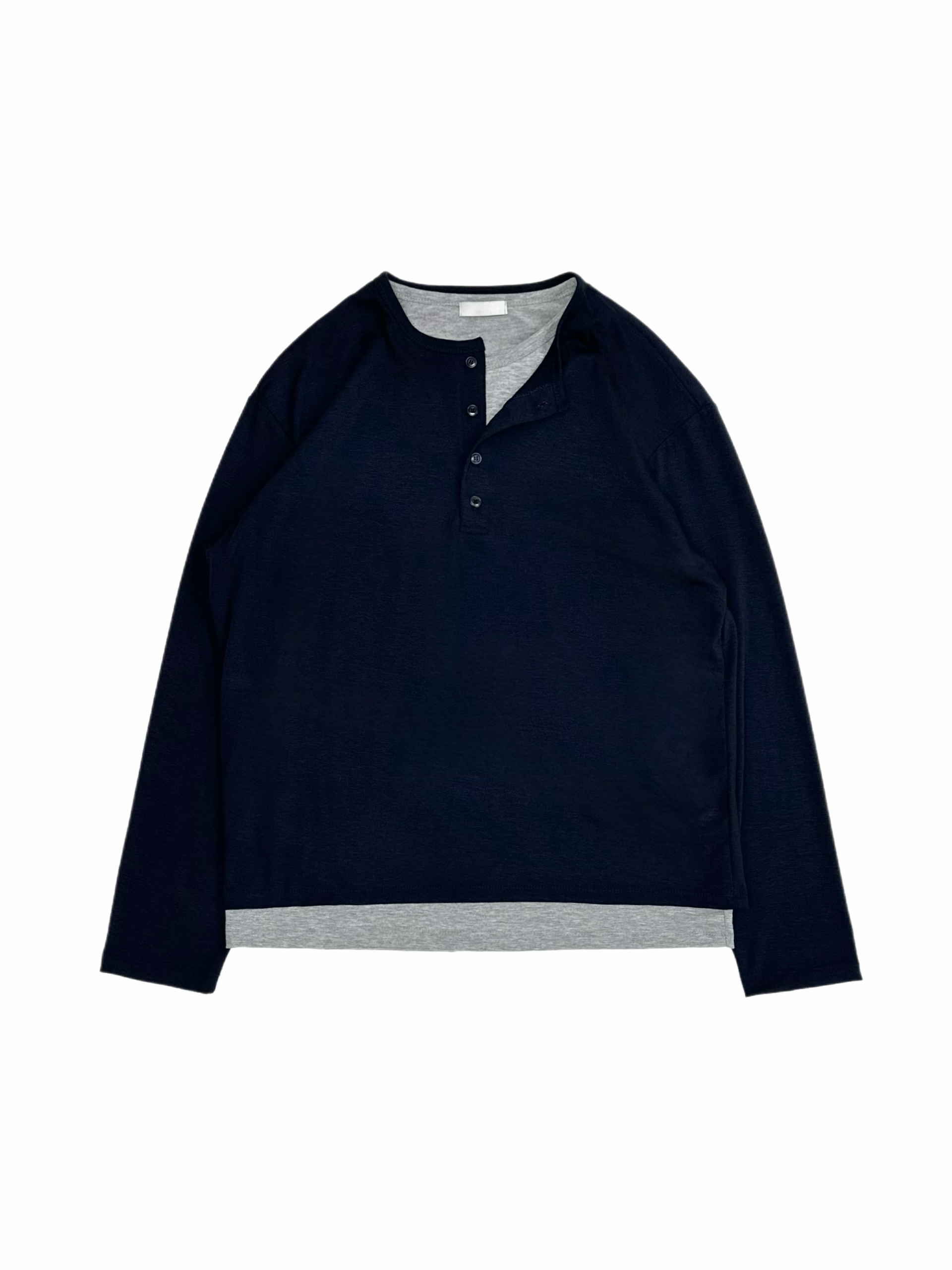 受注制【Chikashitsu +】double layered henley neck long sleeve