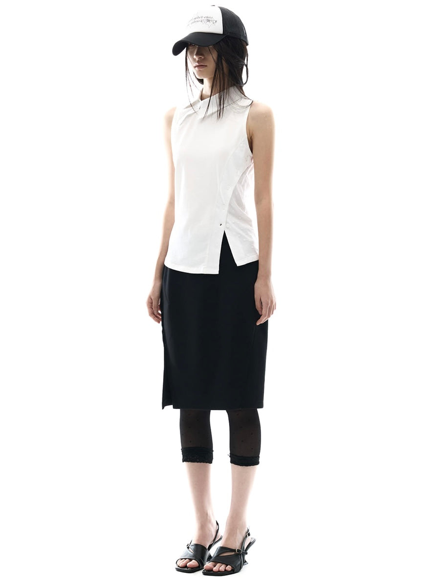 【OJOS】Curved Cut Collar Tank