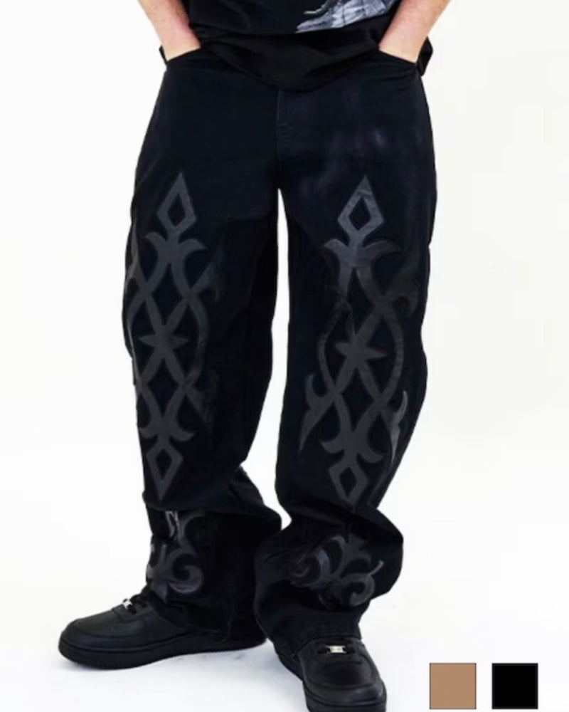 【E RIN AI E】DARK TRIBAL PARTY DENIM PANTS