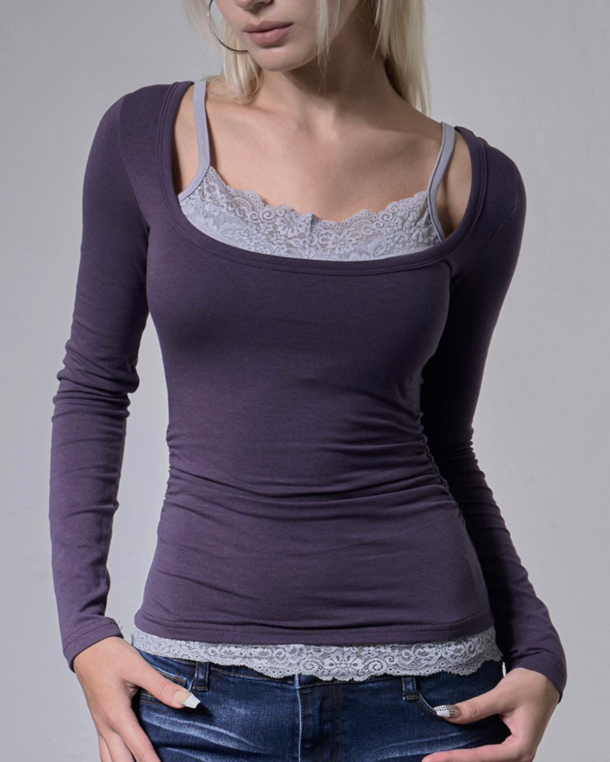 【FANCY CLUB】LACE LAYERED LONG SLEEVE