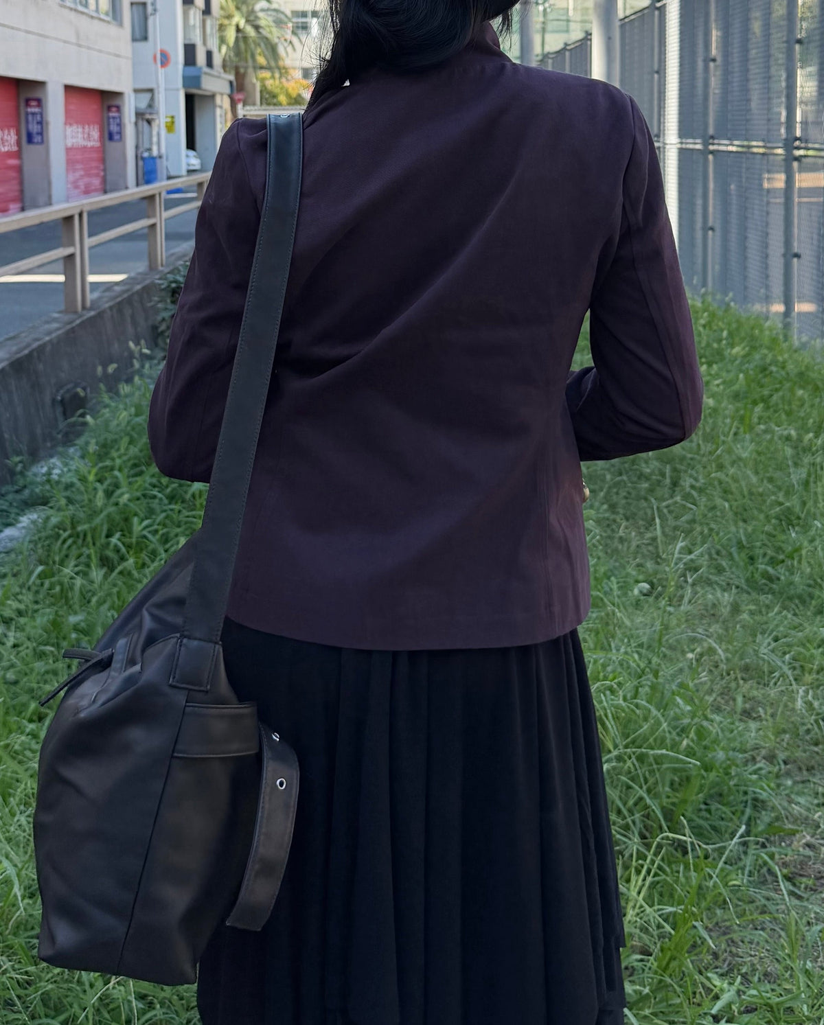 受注制【OaKS】low-neck slim-fit jacket (3color)