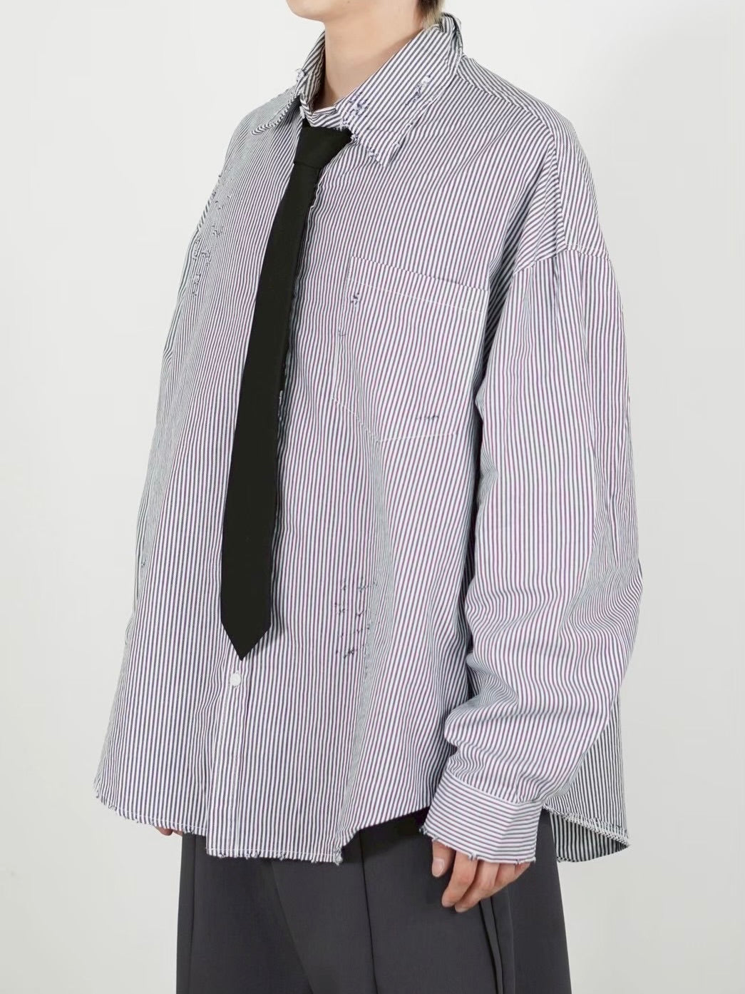 受注制【Chikashitsu +】vintage like stripe shirt
