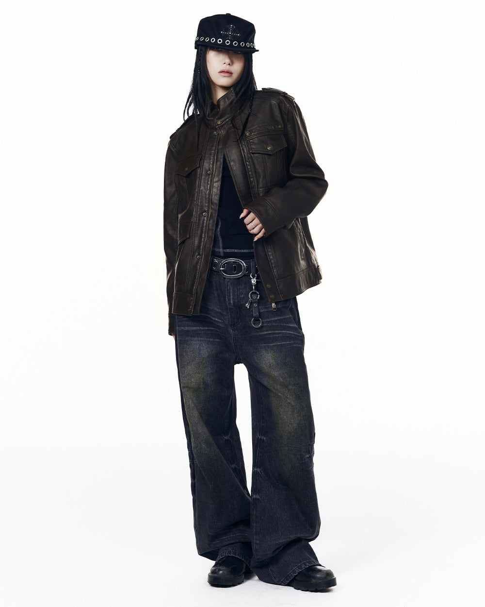【AAKAM】Utility Leather Field Jacket
