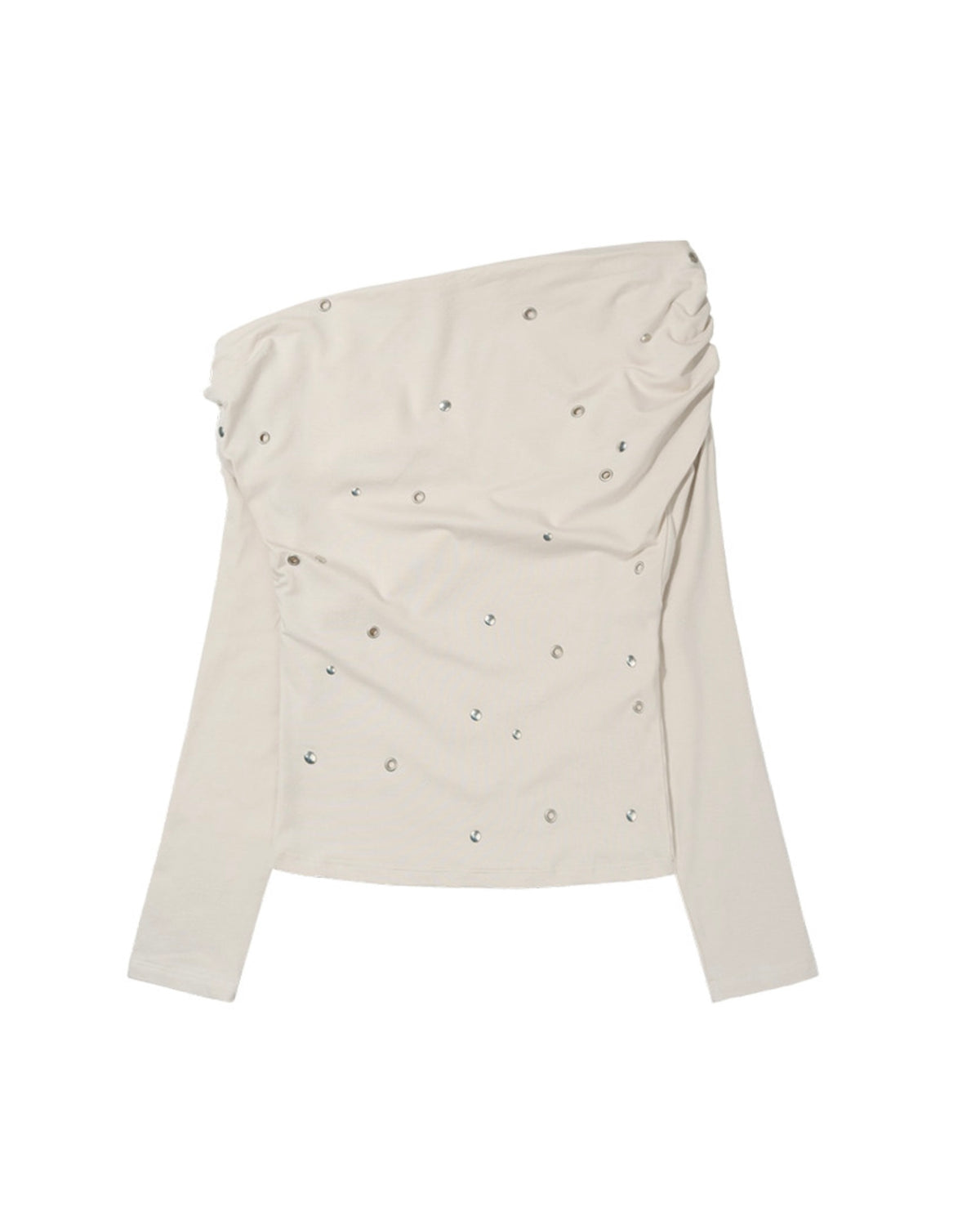 【FANCY CLUB】EYELET COWL ONE-SHOULDER TOP