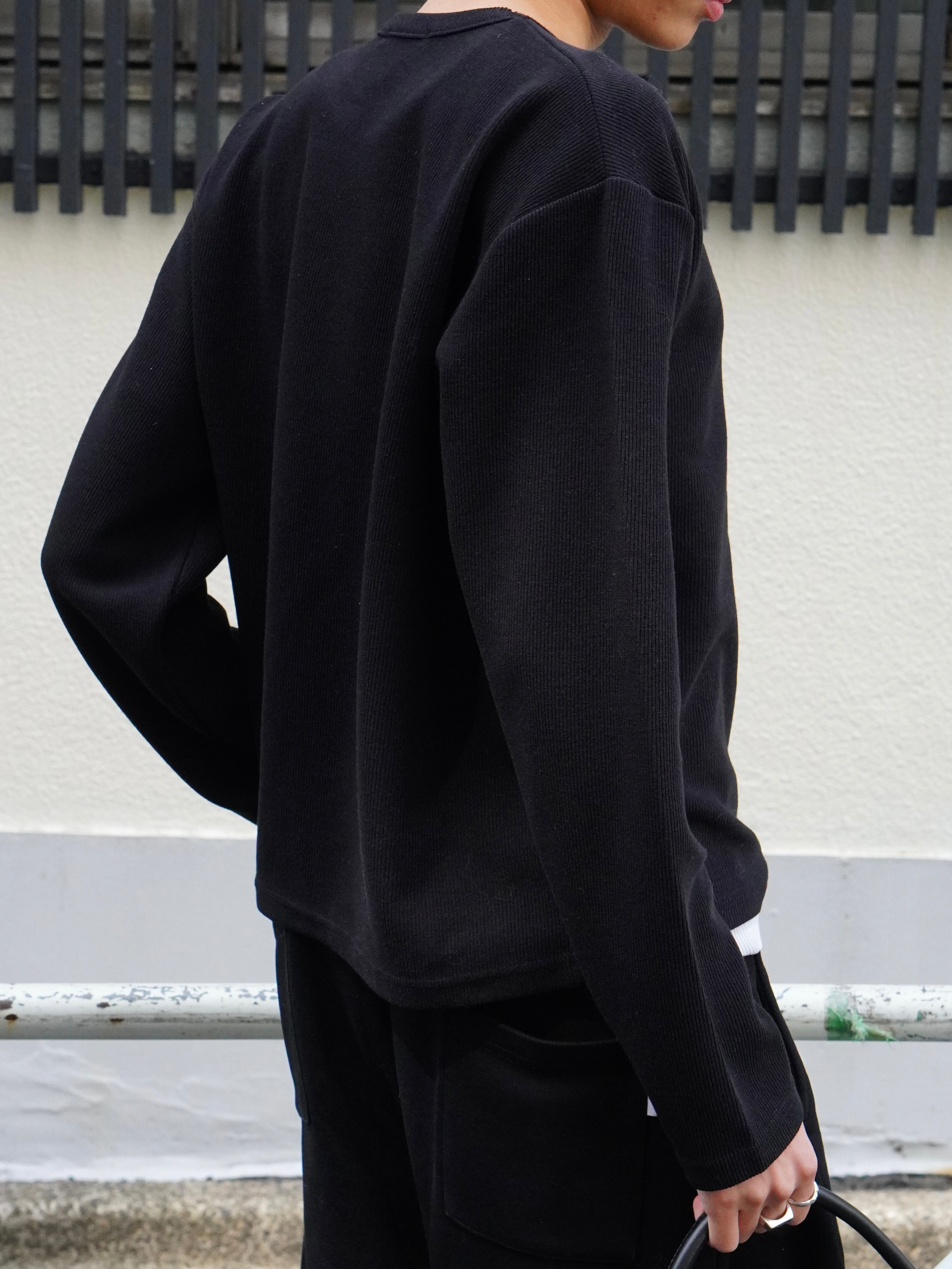 東京店WEB限定受注制【Chikashitsu +】cropped rib knit tee (2color)