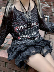 7/11 20:00発売　国際配送【BABY09】leopard off-shoulder punk tops