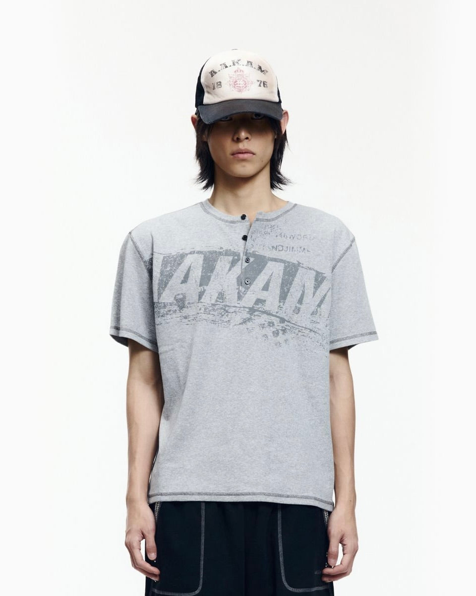 【AAKAM】Tread Henry Neck Half Top