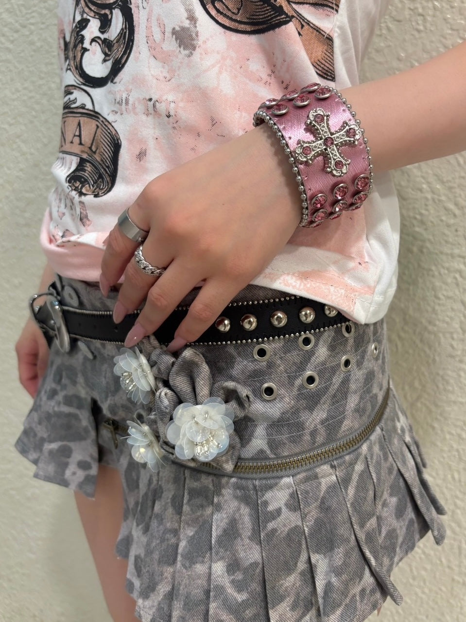 7/11 20:00発売　国際配送【BABY09】leopard pleated belt shorts