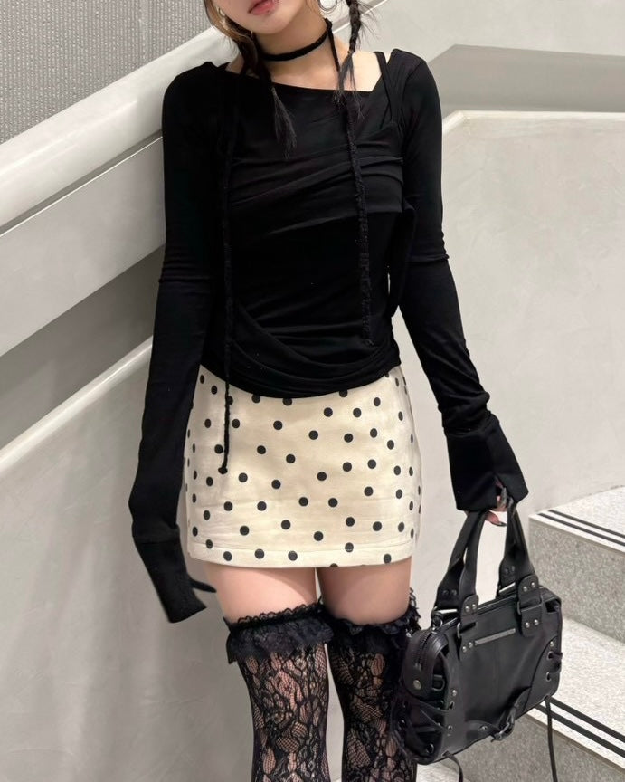 大阪店 WEB限定 受注制【Never mind the XU】Dot Muse Mini Skirt