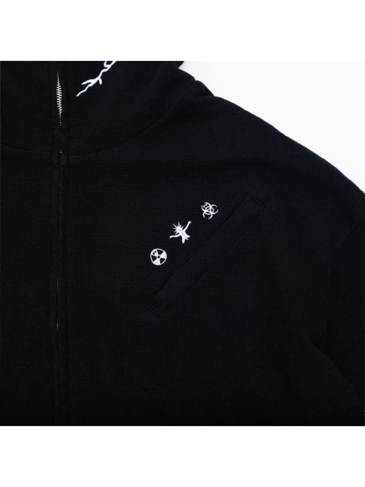 【F.V.V.O】Waffle Embroidered Mask Oversized Zip Hoodie