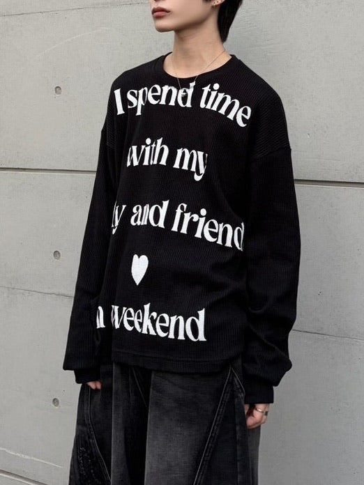 【LUV CODE】lettering waffle long sleeve tee