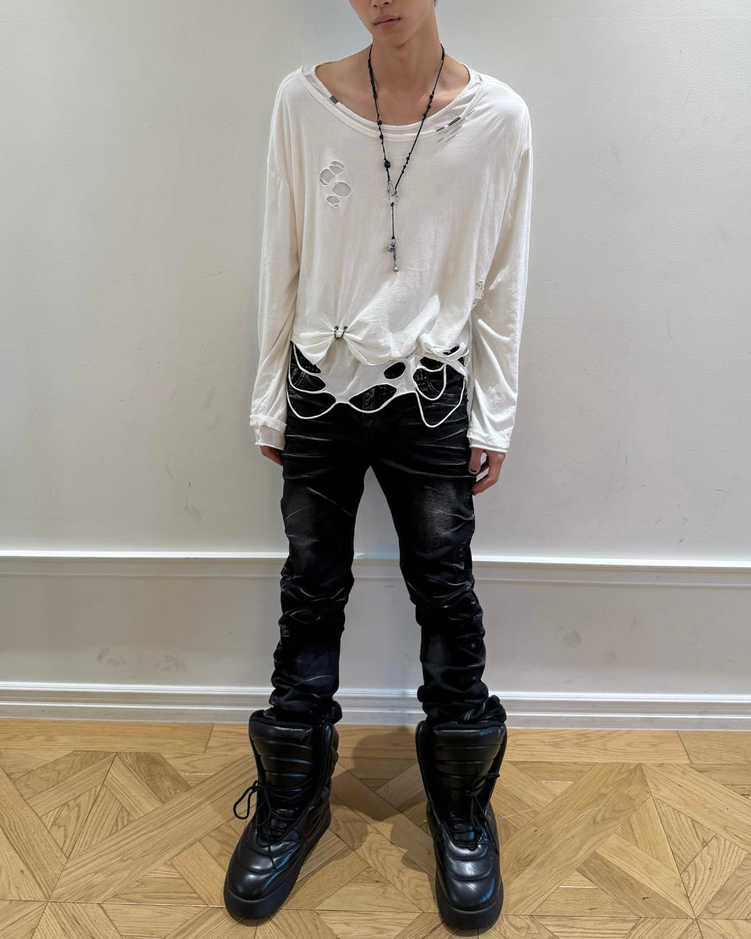 【LECYTO】Frayed Layered Long Sleeve