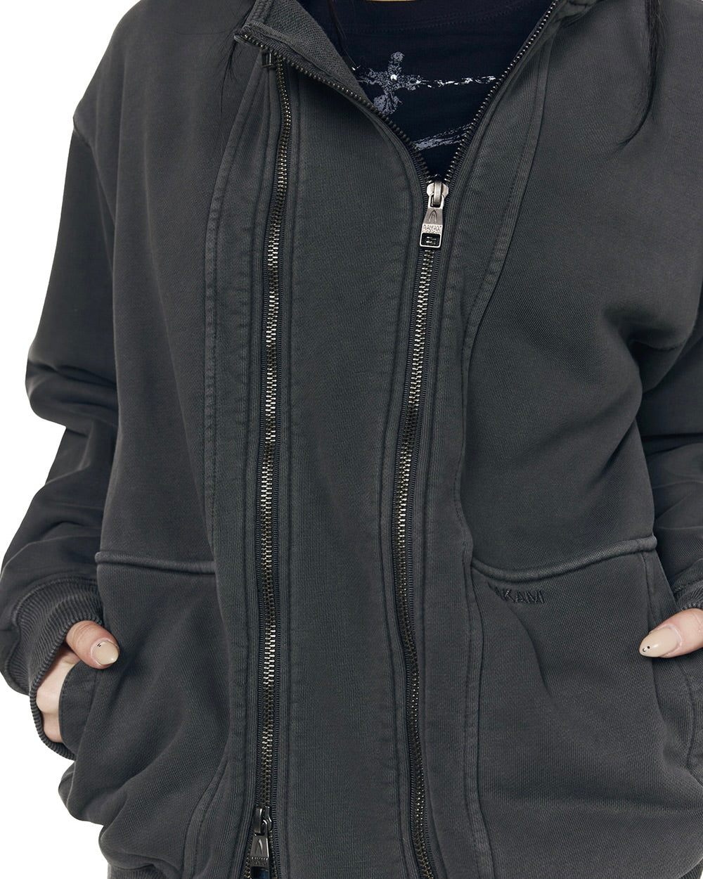 【AAKAM】Double Zippered Zip-Up Hoodie
