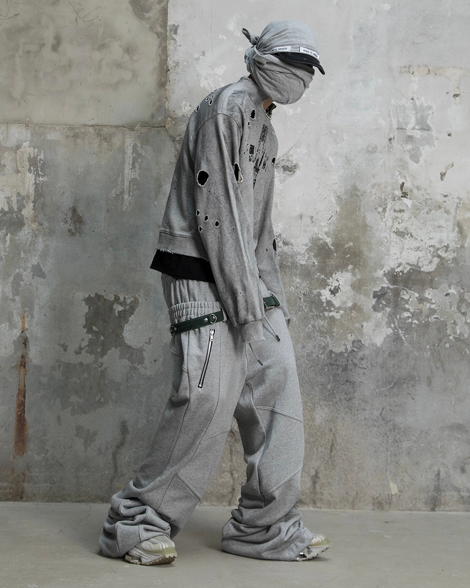 【roaringrad】Cross Damage Sweat Shirt