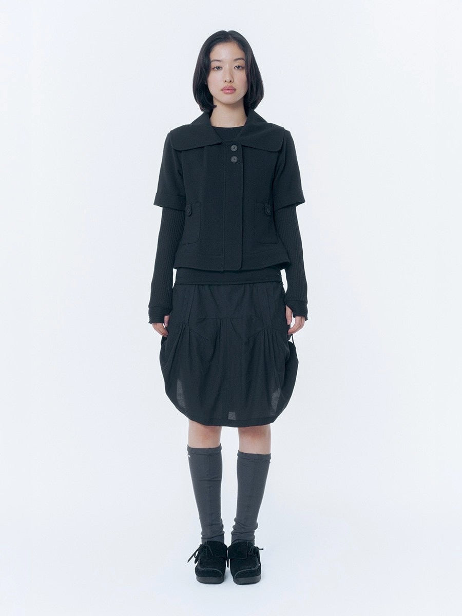 【Miseki seoul】Rolled button short sleeve jacket