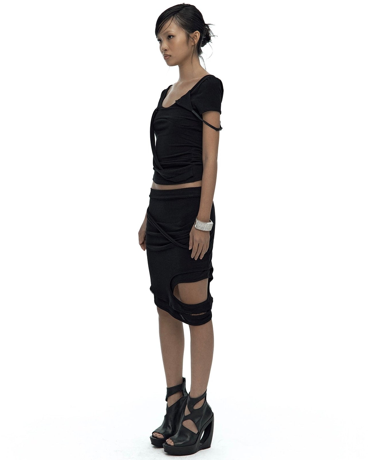 【Kashiko】Peek-a-boo Strap Skirt