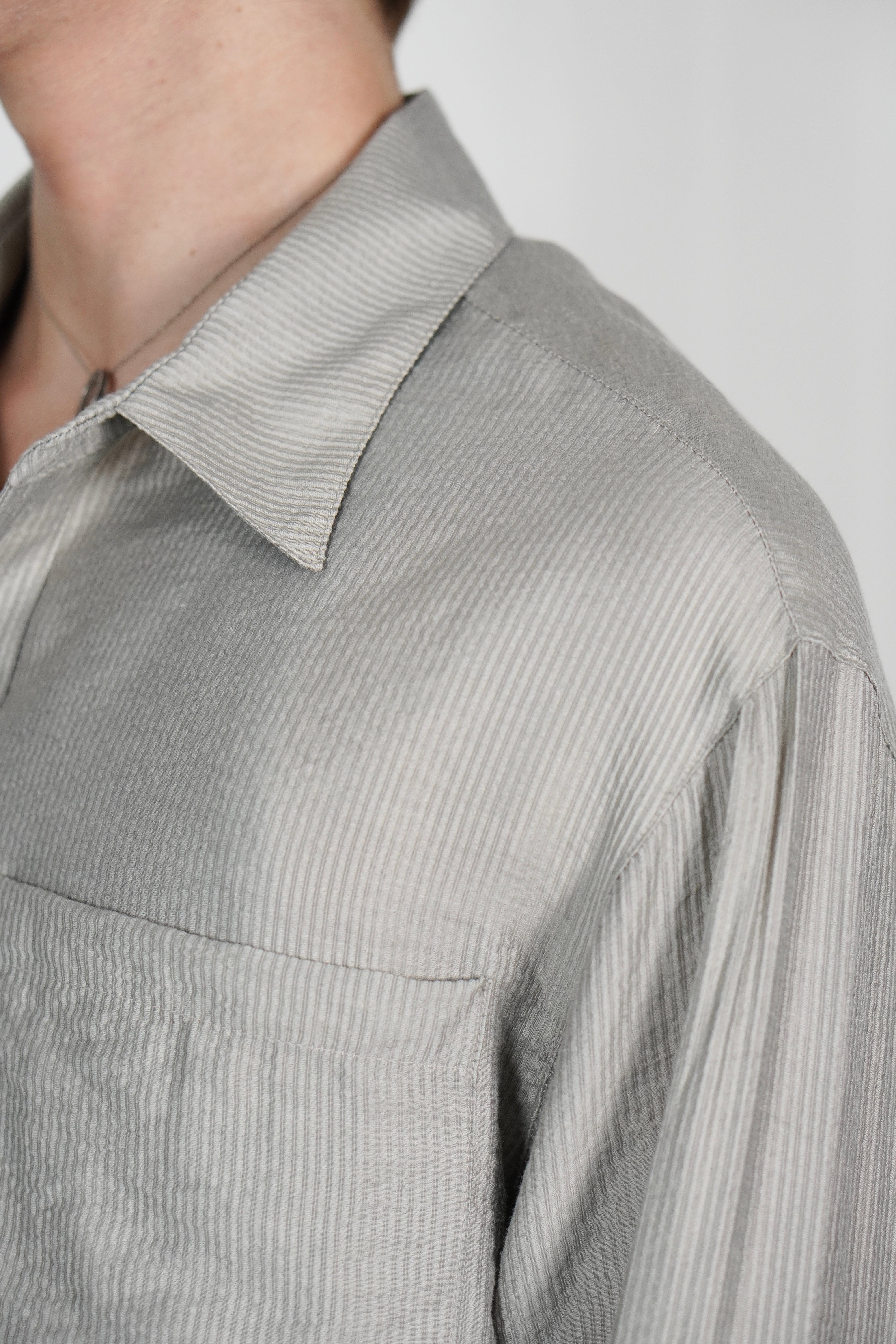 5/8 20:00 発売 受注制【Chikashitsu +】soft cropped stripe shirt (3color)