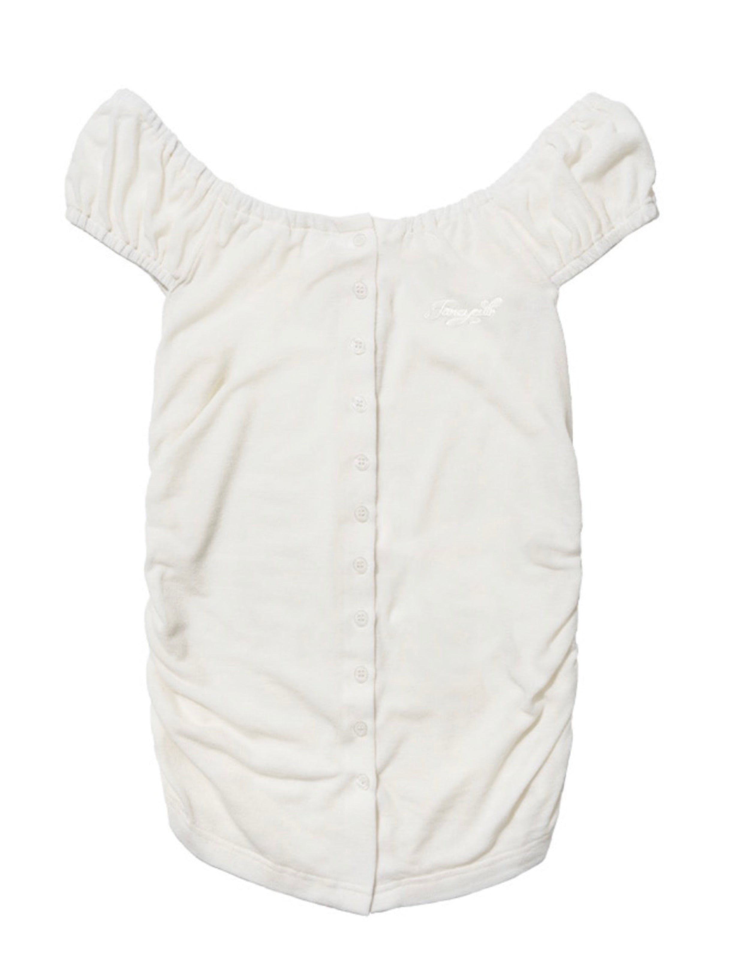 【FANCY CLUB】SOFT BUTTON OFF-SHOULDER TOP