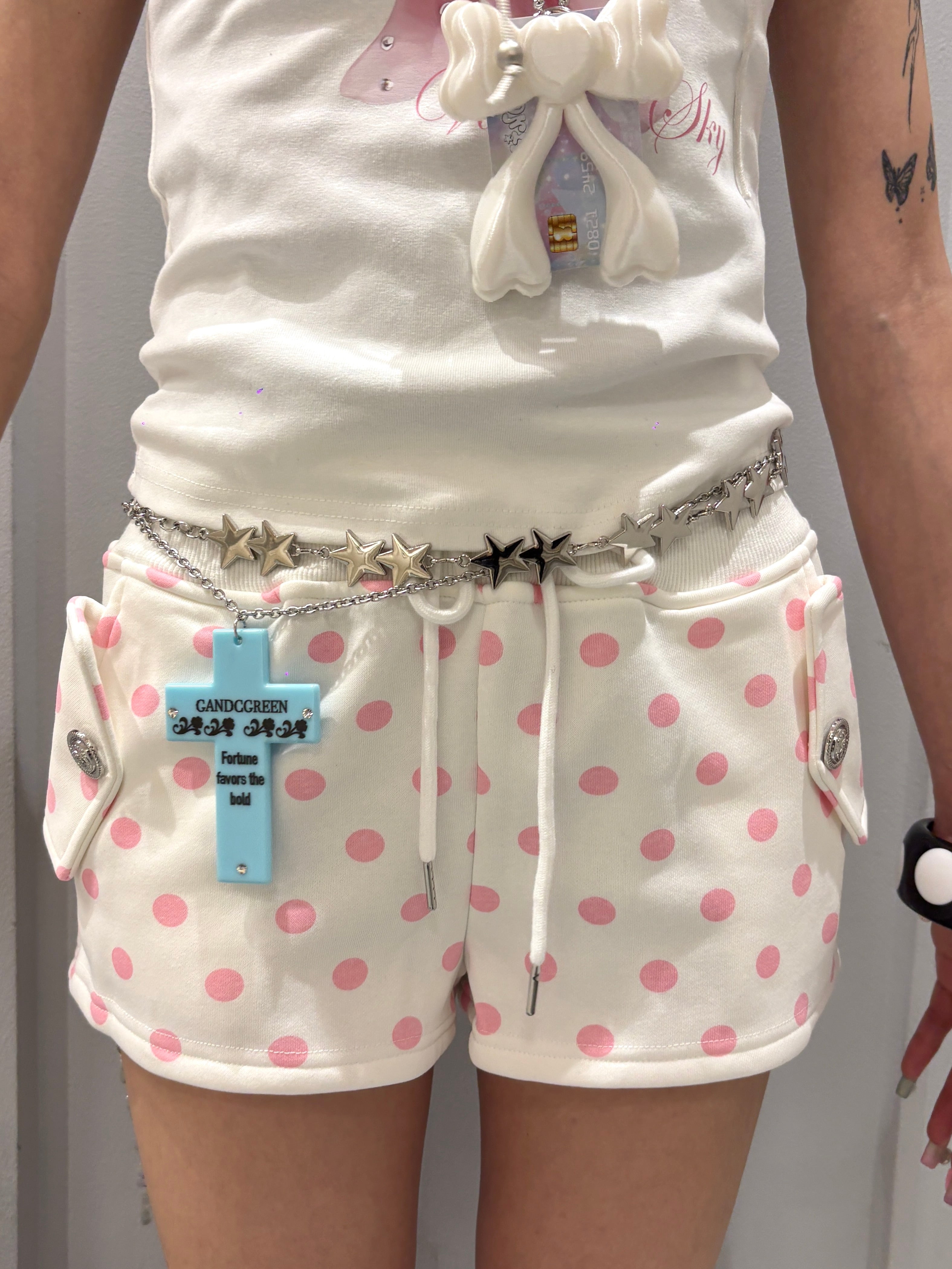 国際配送【Never mind the XU】dot sweat shorts (2color)