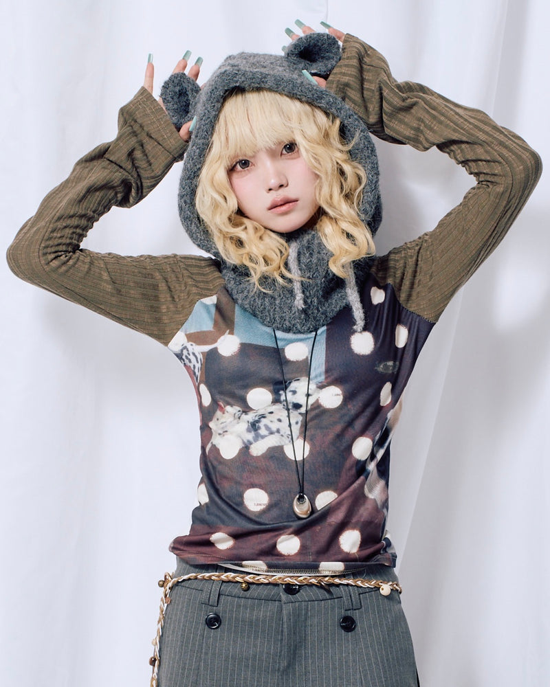 9/18 20:00 発売
国際配送【Nerd out XU】dot dog raglan long sleeve
