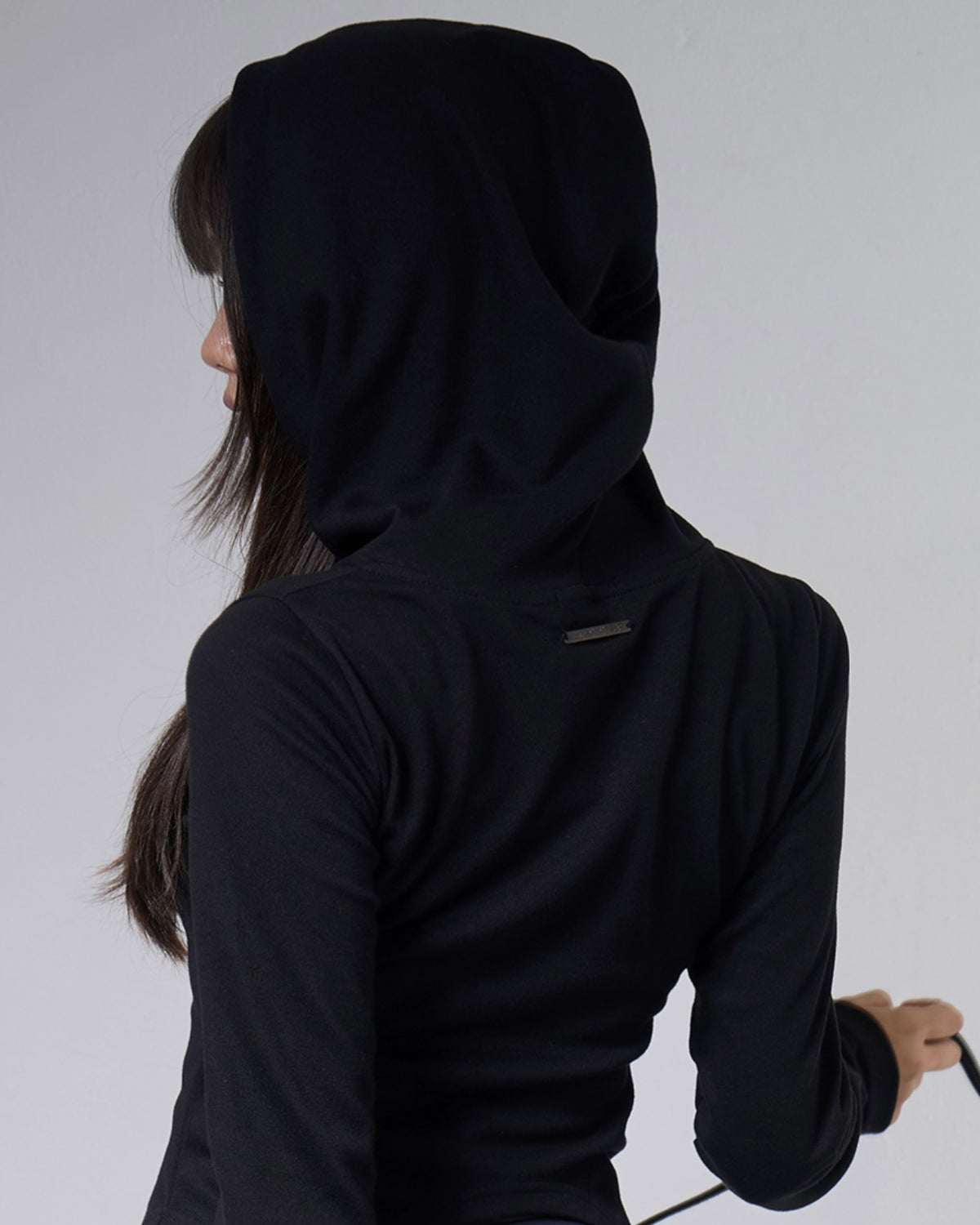 【FANCY CLUB】OVERLAY CROP HOODED ZIP-UP