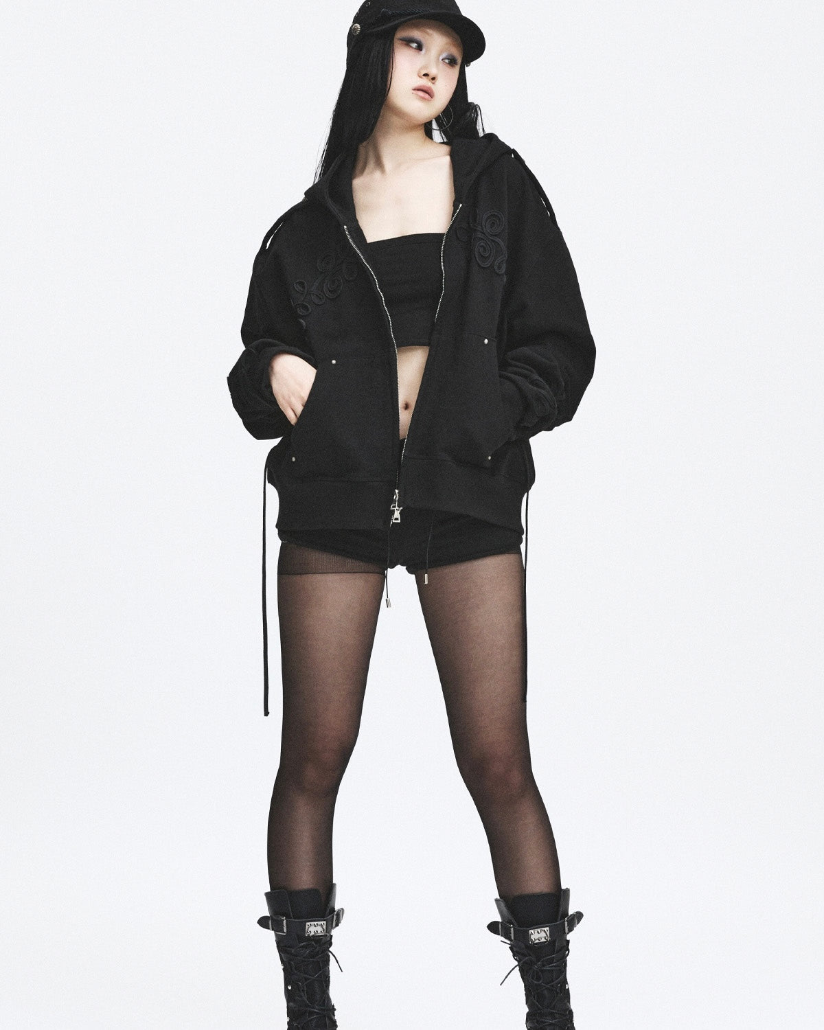 【LECYTO】Baroque Loop Zip-Up Hoodie