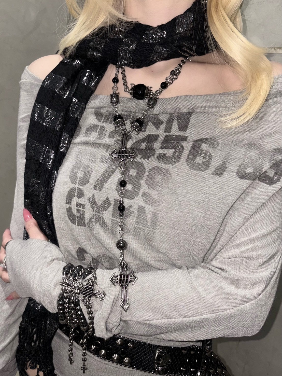 【BABY09】Shirring Off-Shoulder Print Top (2color)