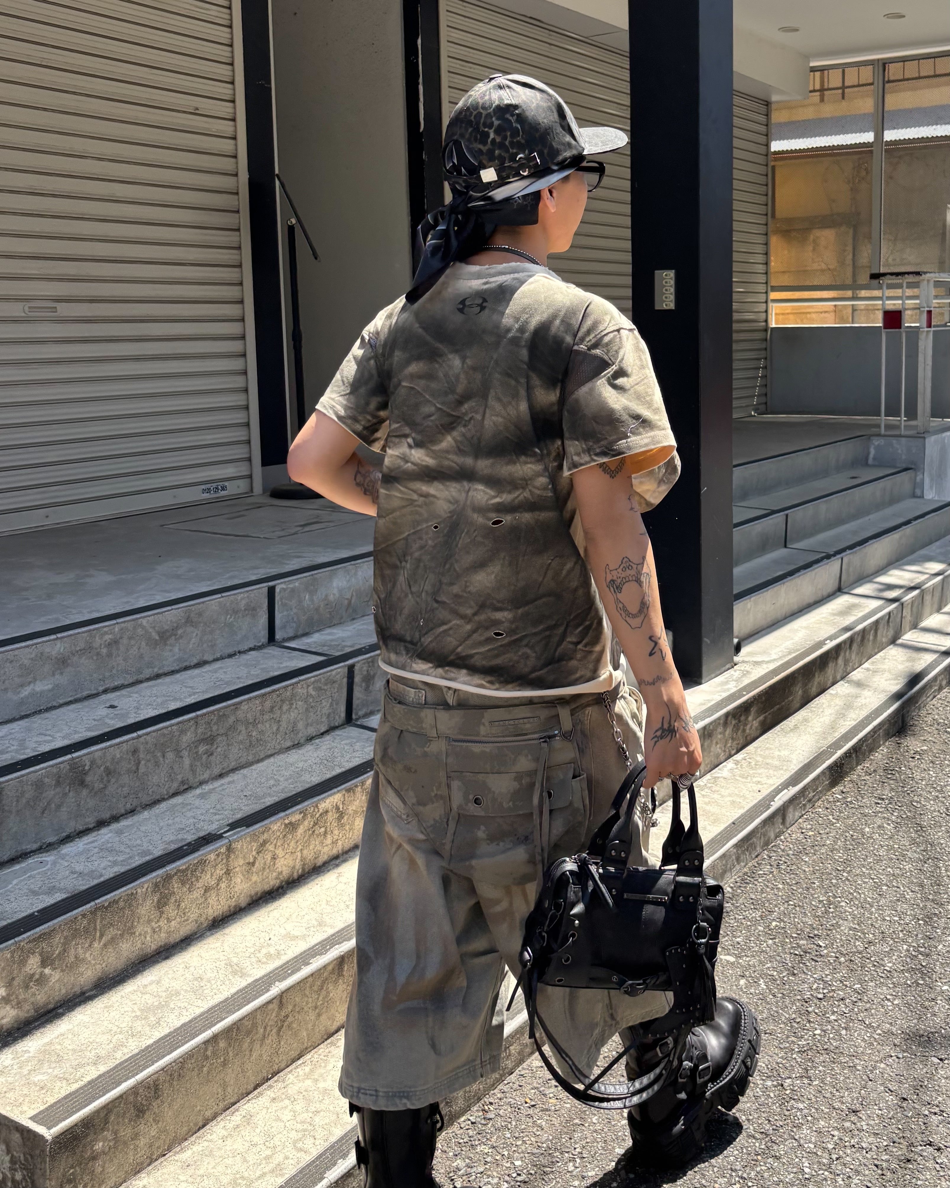 国際配送【Never mind the XU】vintage wash buggy half pants