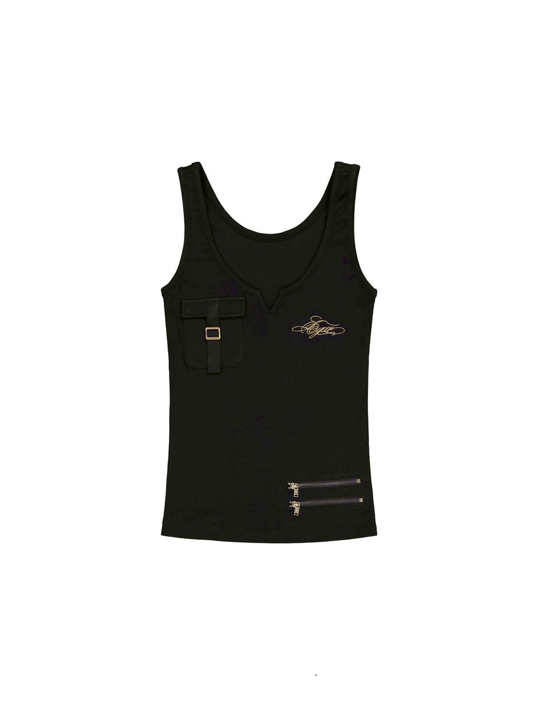 【EYEER】Script Logo Zipper Ribbed Sleeveless