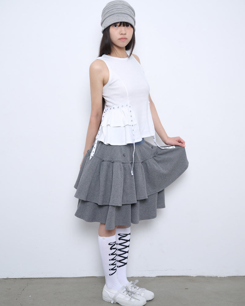【TUOMIO】EYELET BELTED TANK TOP