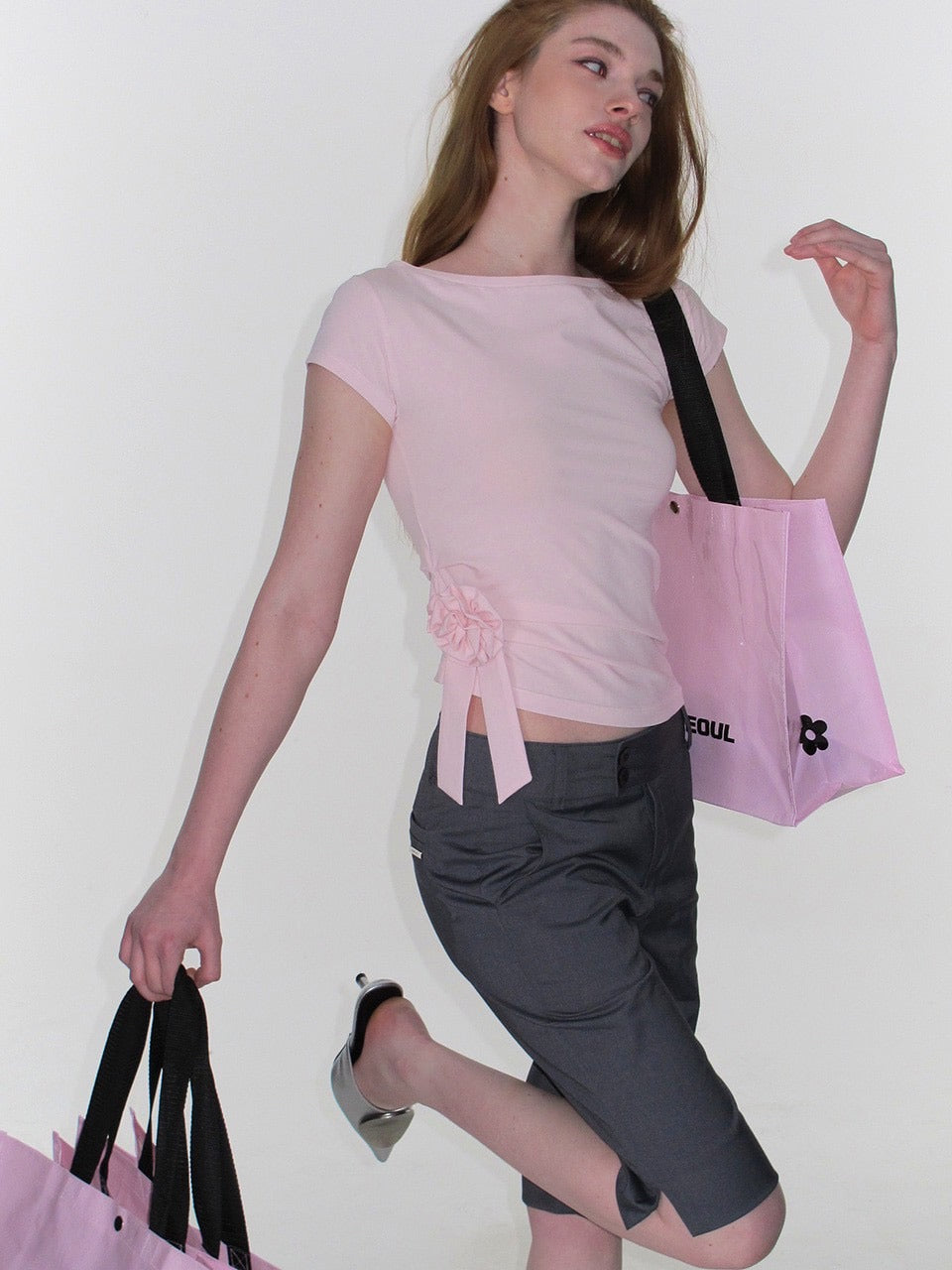 【CRANK】ROSETTE SHIRRING TOP