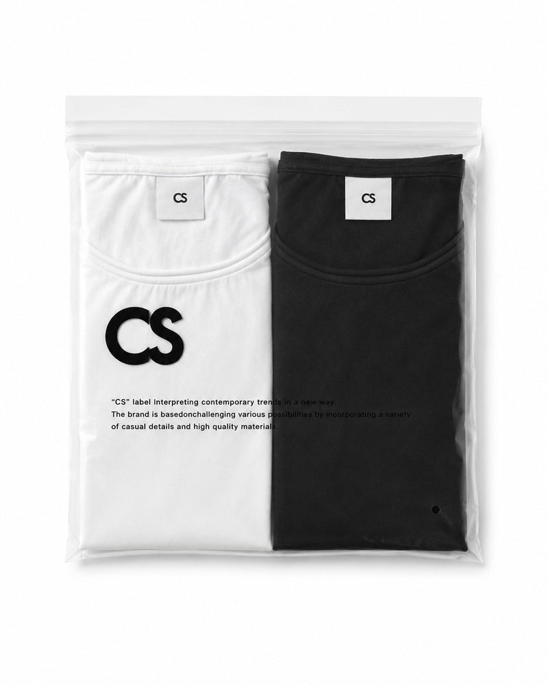 【CS】cut off pack tee (white/black）