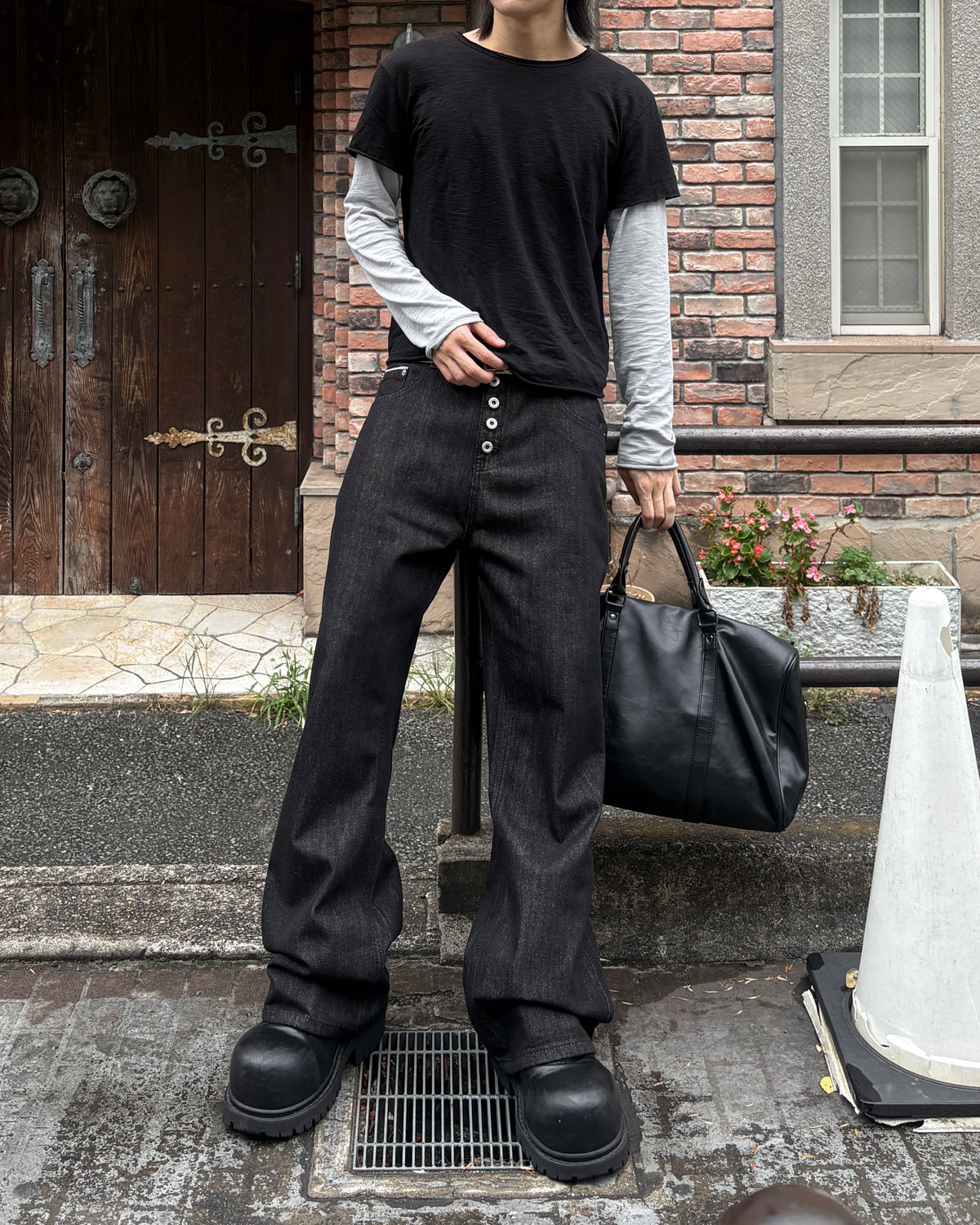 受注制【youll】button fly flare denim pants