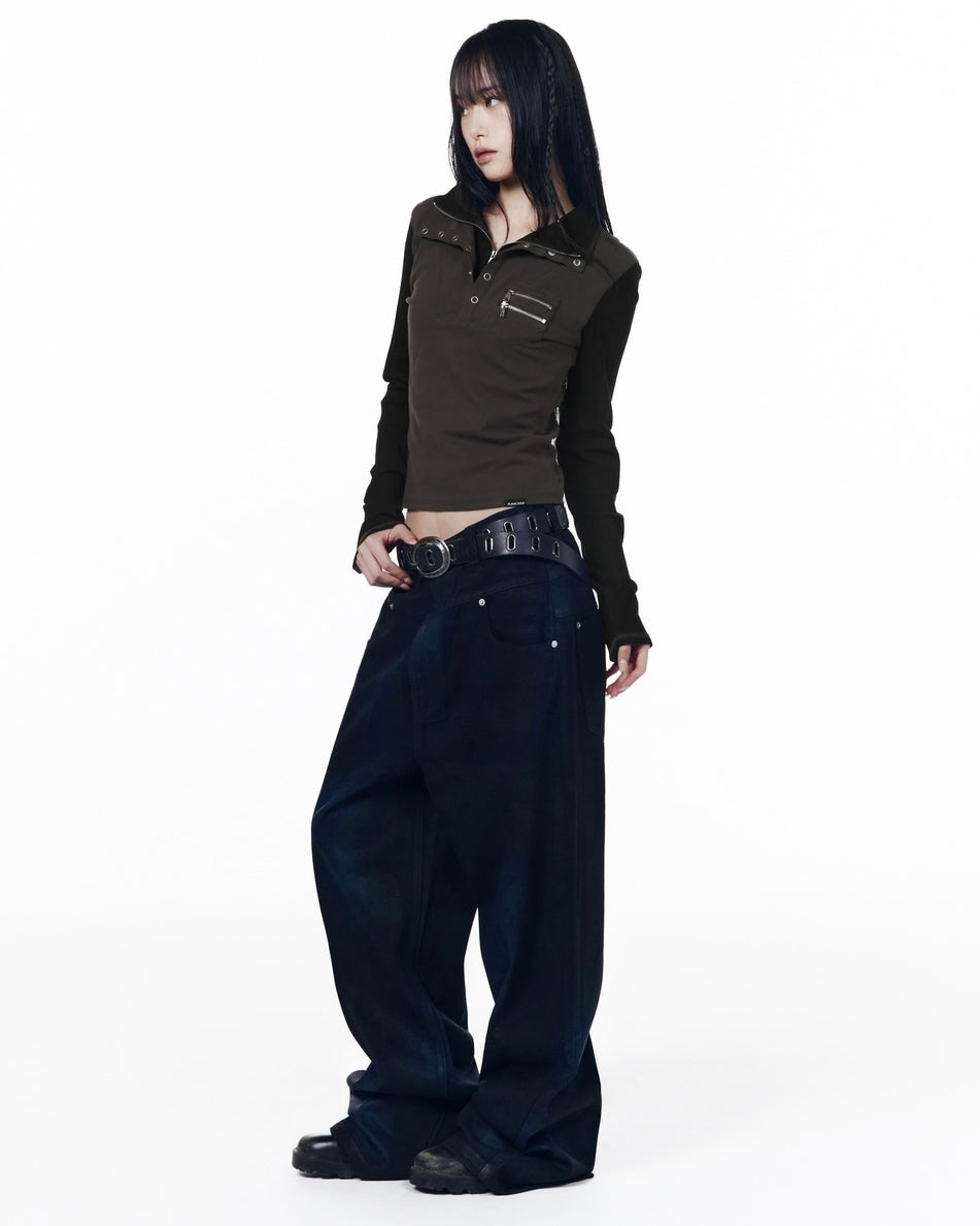 【AAKAM】Double High Neck Long Sleeve