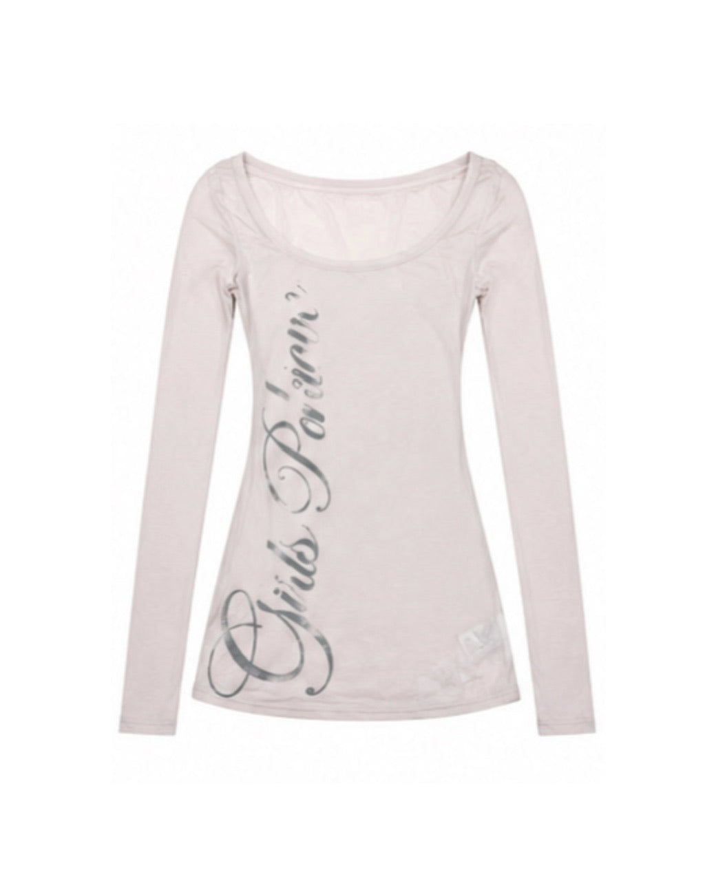 国際配送【Never mind the XU】sheer lettering tight long sleeve tee (3color)